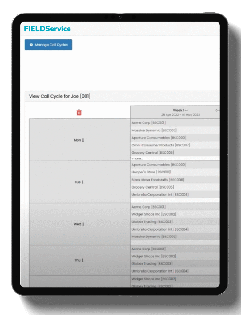 Field Sales Automation Software FSA dashboard on an iPad